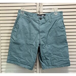 RSQ‎ Teal Chino Shorts Zip Pockets Logo Size 28 Mid Rise Summer Outdoor